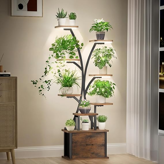 Tiered Plant Stand with Grow Lights
