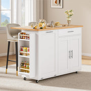 Rolling Kitchen Island Cart with Drop Leaf & Storage