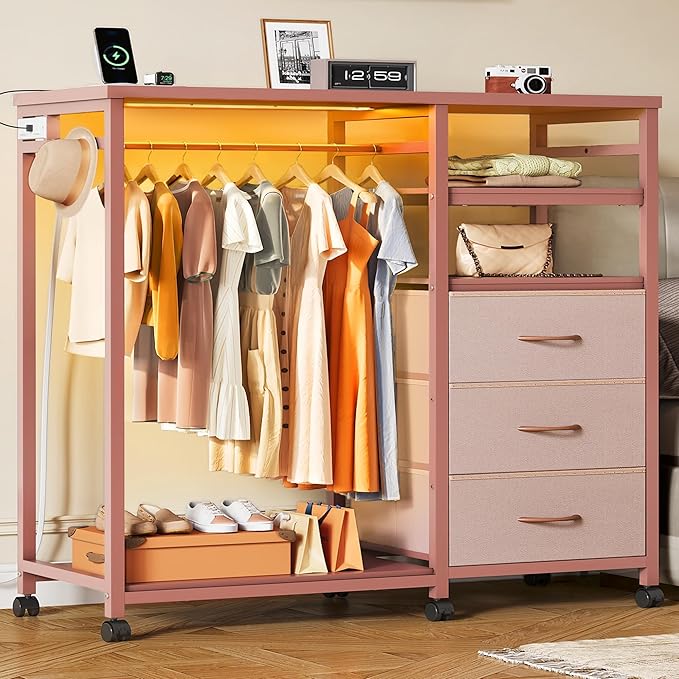 5-in-1 Dresser with LED Lights & Charging Station