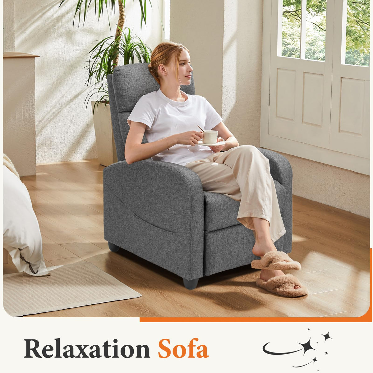 Grey Fabric Recliner