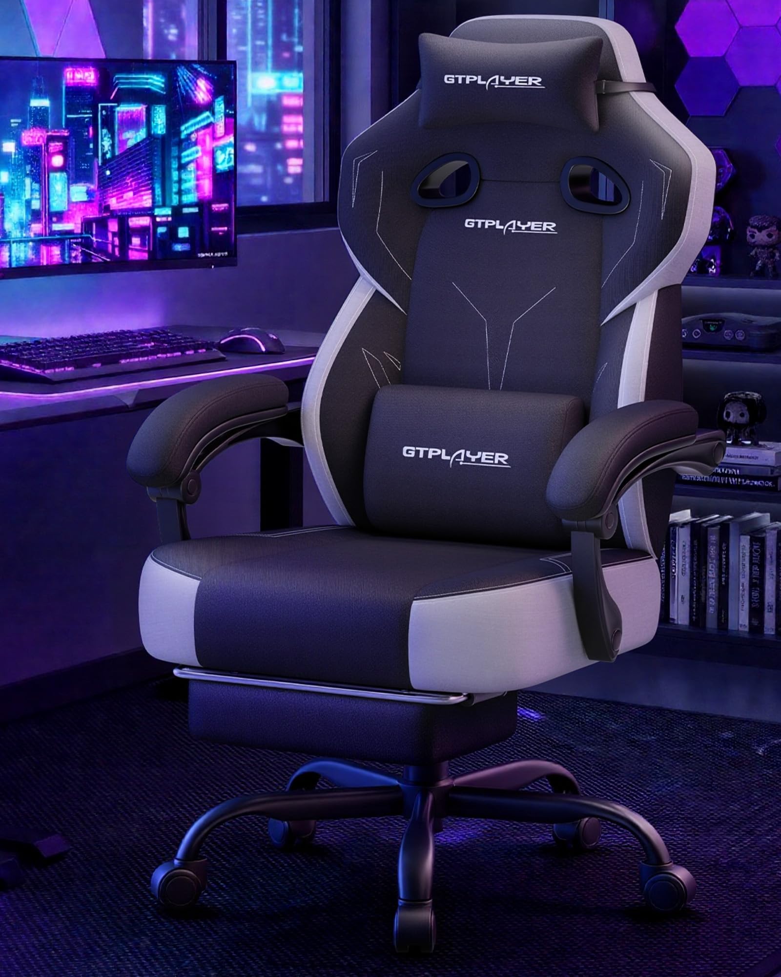 Big & Tall Gaming Chair with Footrest & Reclining Back, 90°-155°