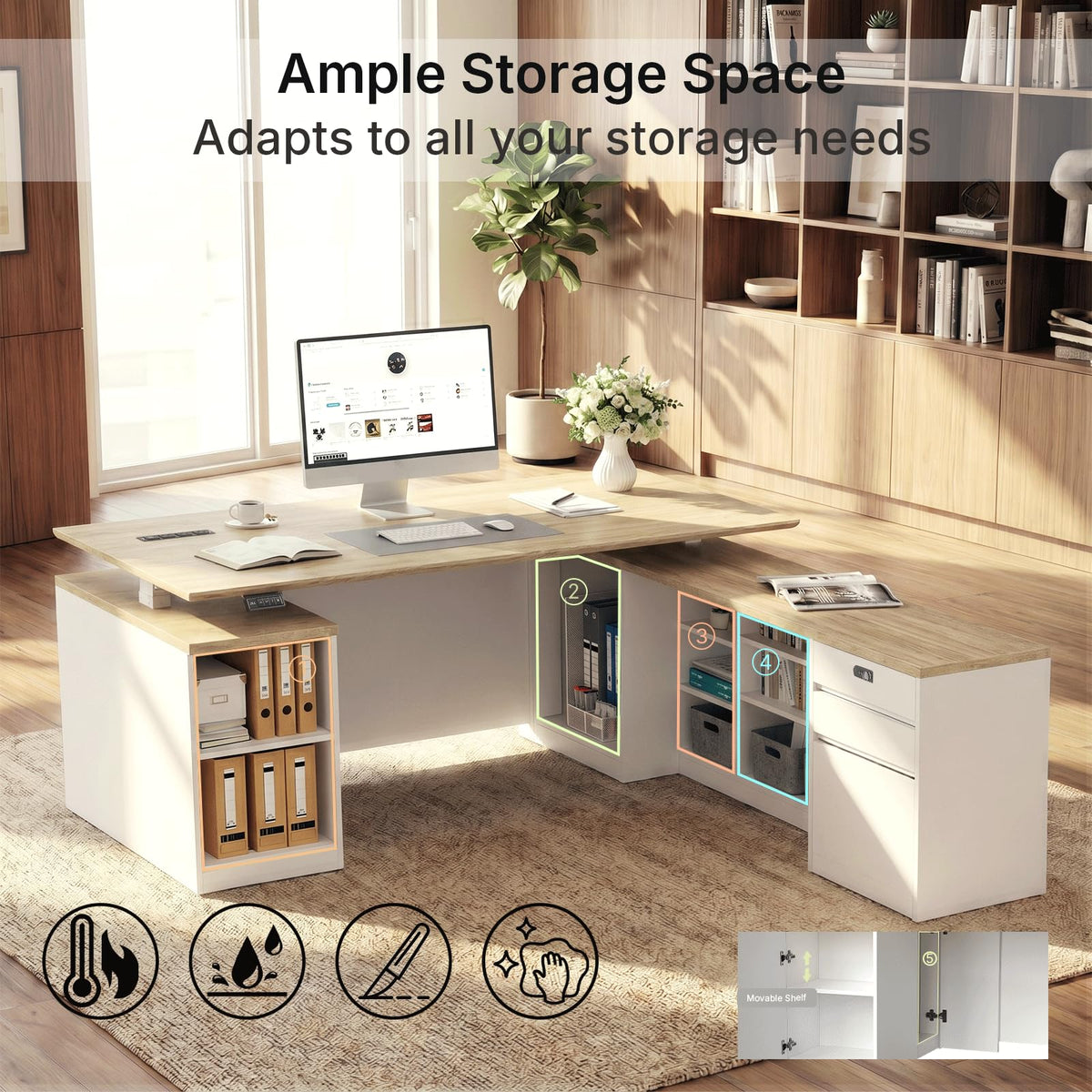 L-Shaped Electric Standing Desk