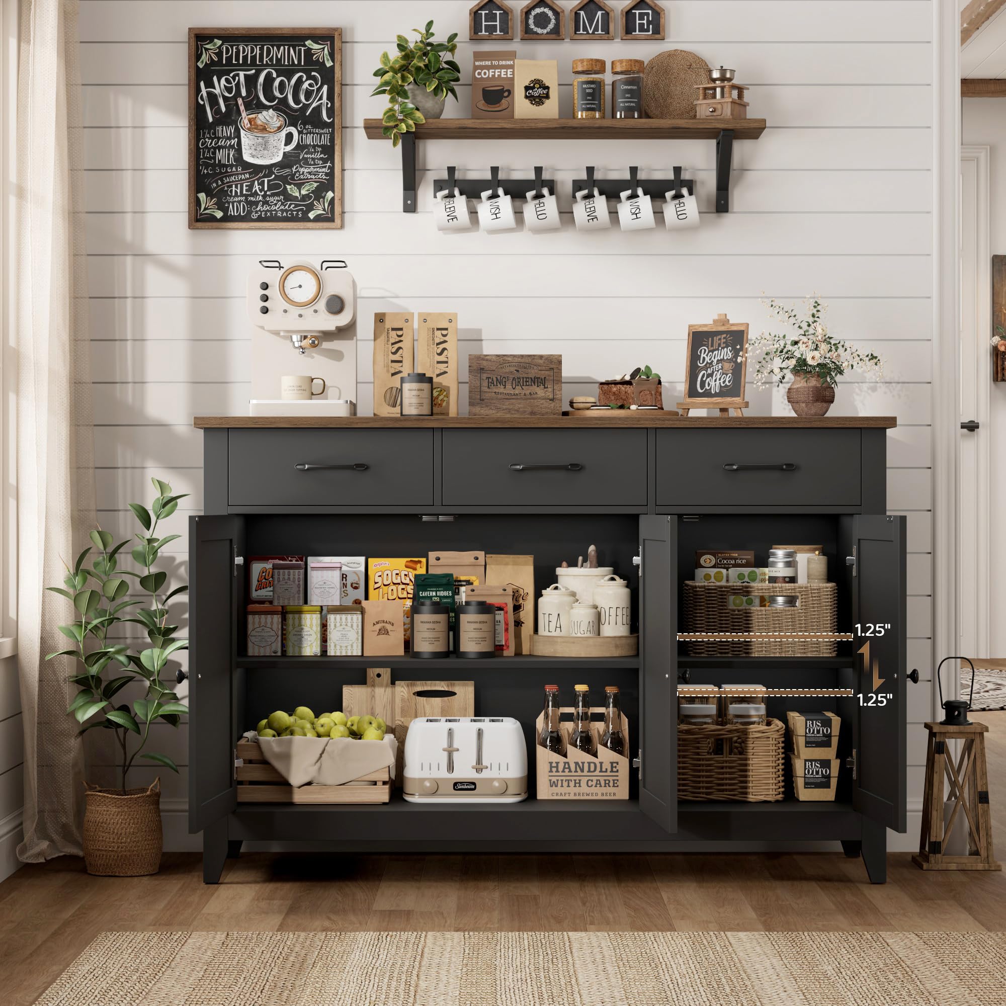 47" Buffet Cabinet with Storage & Drawers