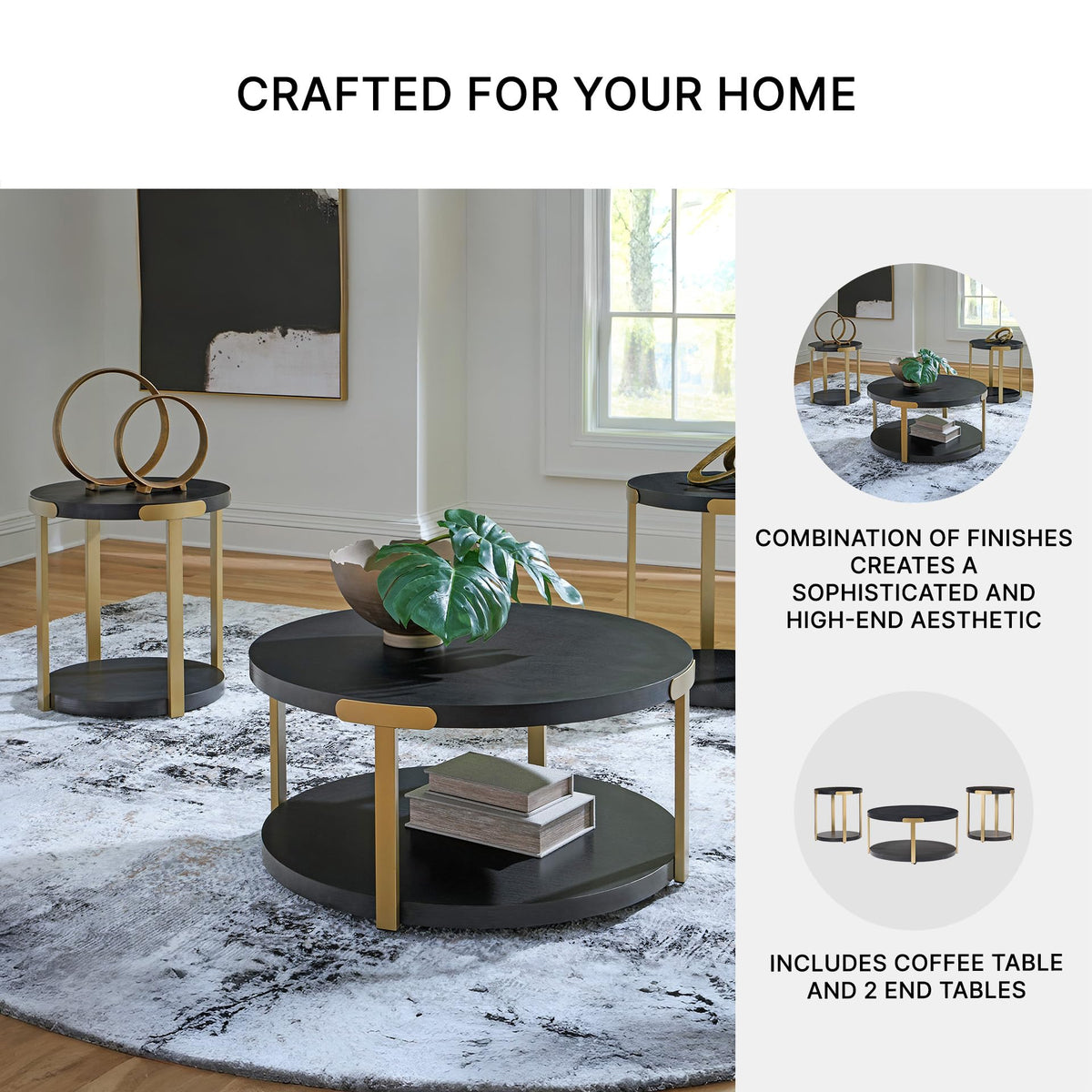 3-Piece Round Coffee Table Set