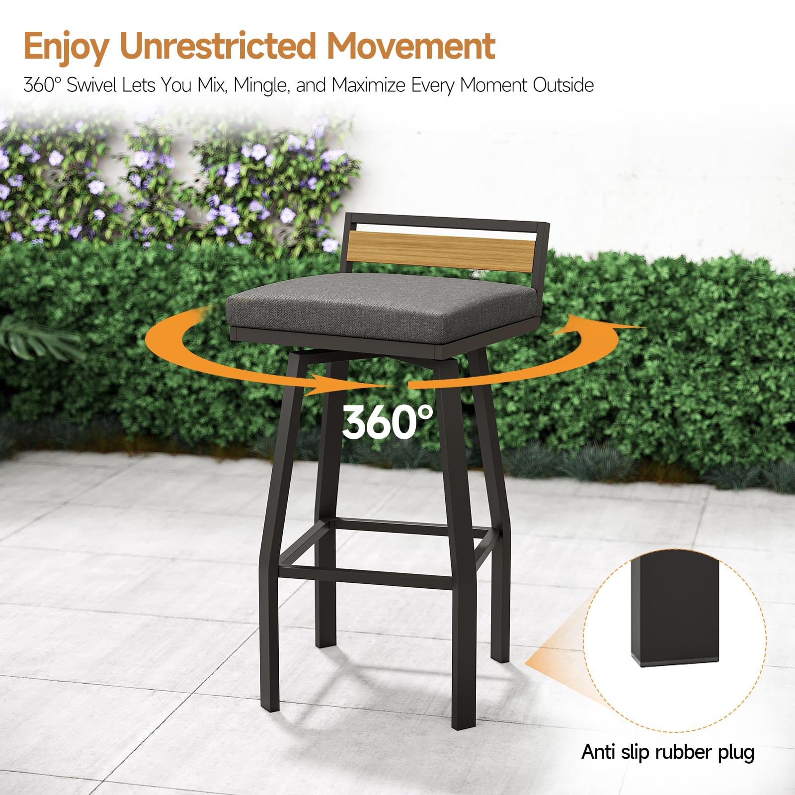 5-Piece Outdoor Patio Bar Set with Storage Shelves & Swivel Stools