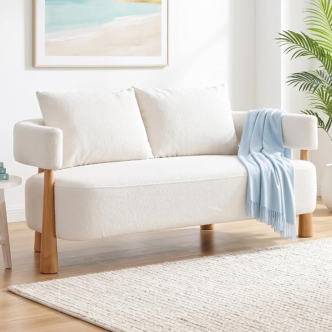 Curved Teddy Fleece Loveseat