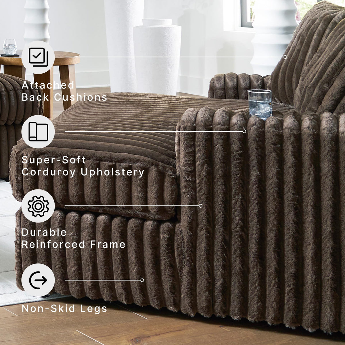 Oversized Corduroy Chaise Lounge