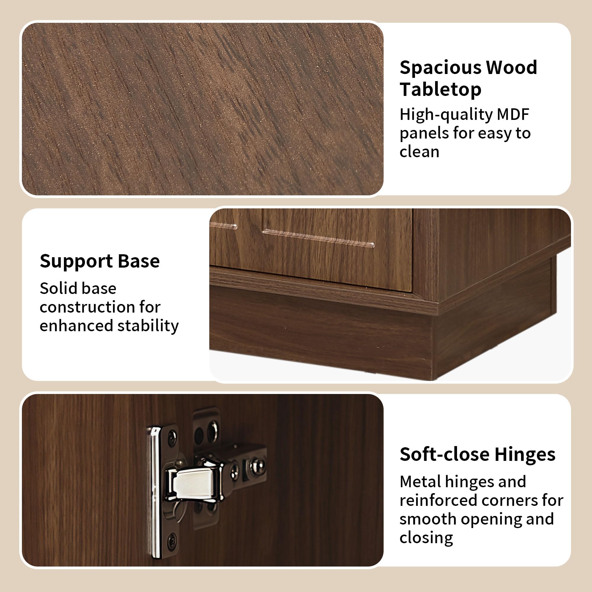 SZTHHDF 66.5" Sideboard Buffet Cabinet with Storage, Modern Credenza with Arched Doors, Large Wood Accent Cabinet for Living Room Entryway (Walnut)