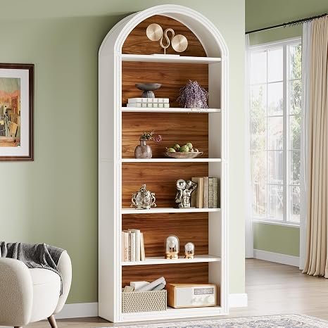 6-Tier Arched Bookcase with Open Display Shelves