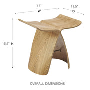 Euro Style Fleur End Table | Sculptural Ribbon-Curve Silhouette Butterfly Design | Easy-Reach Compact Side Table for Snacks, Drinks, Remote, Magazine or Living Essentials | Natural Ash Veneer