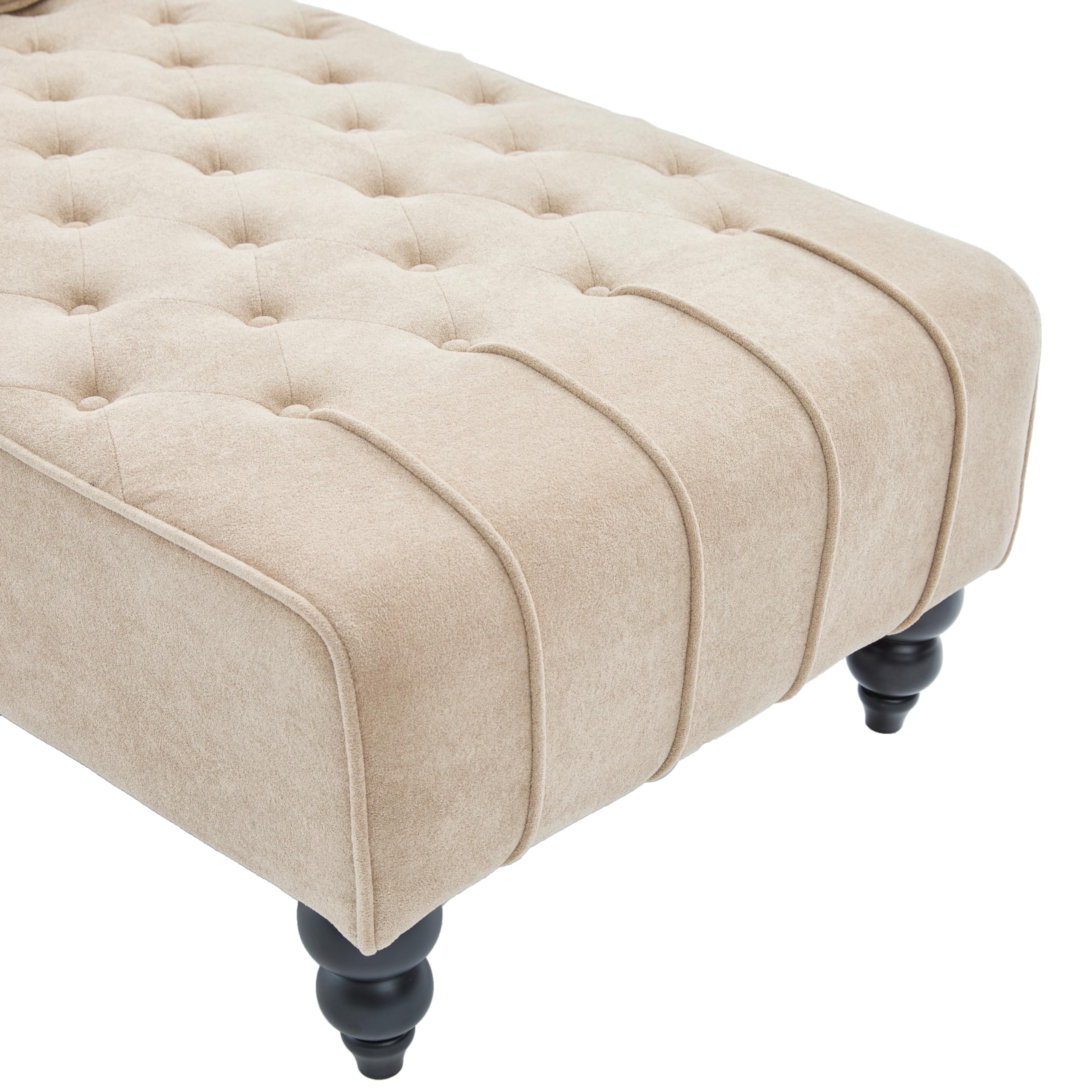 Christopher Knight Home Rafaela Velvet Upholstered Chaise Lounge Chair Indoor with Lumbar Pillow, Tufted Chaise Lounge Sofa with Scrolled Backrest, Wooden Living Room Lounge Chair, Camel
