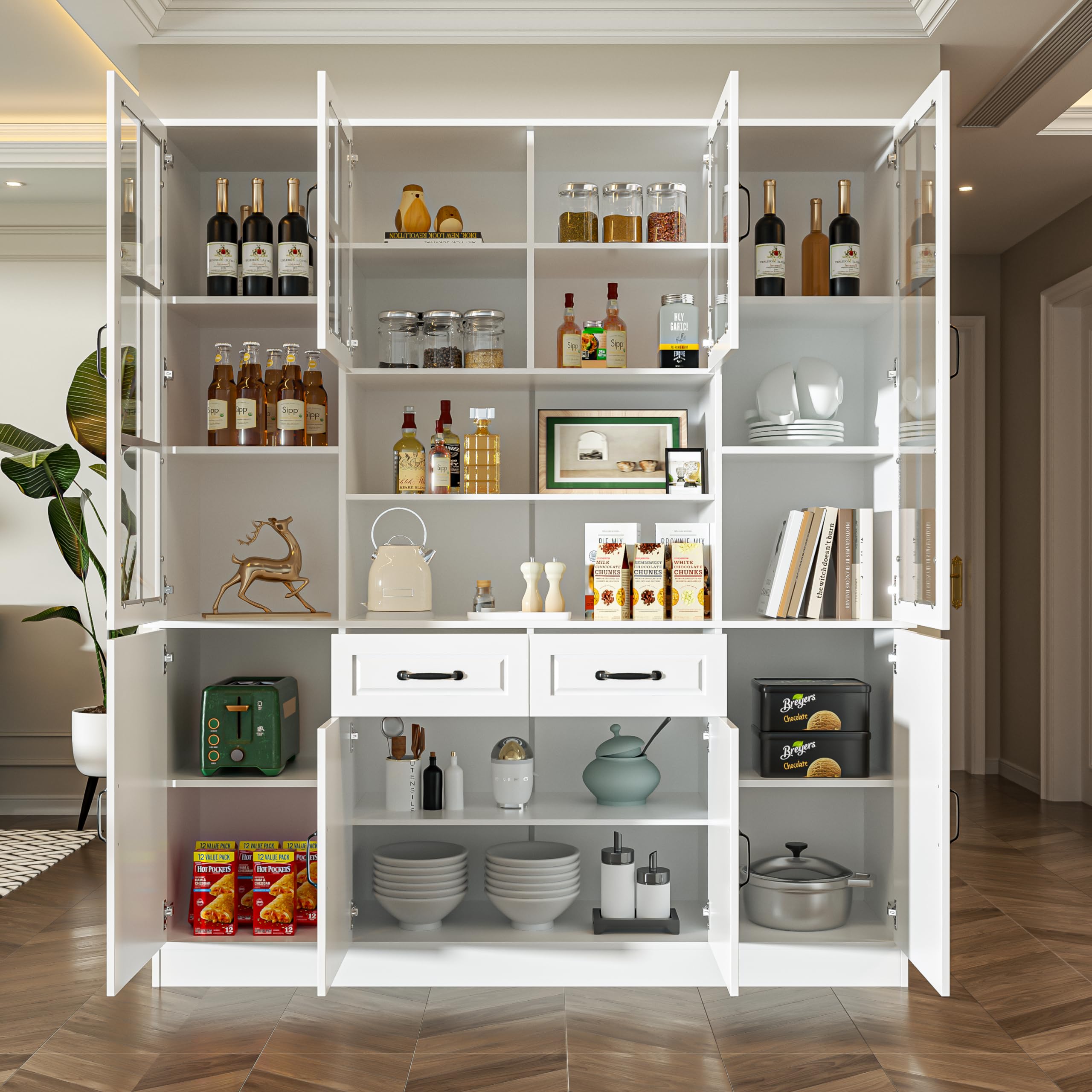 China Hutch Cabinet with Glass Doors