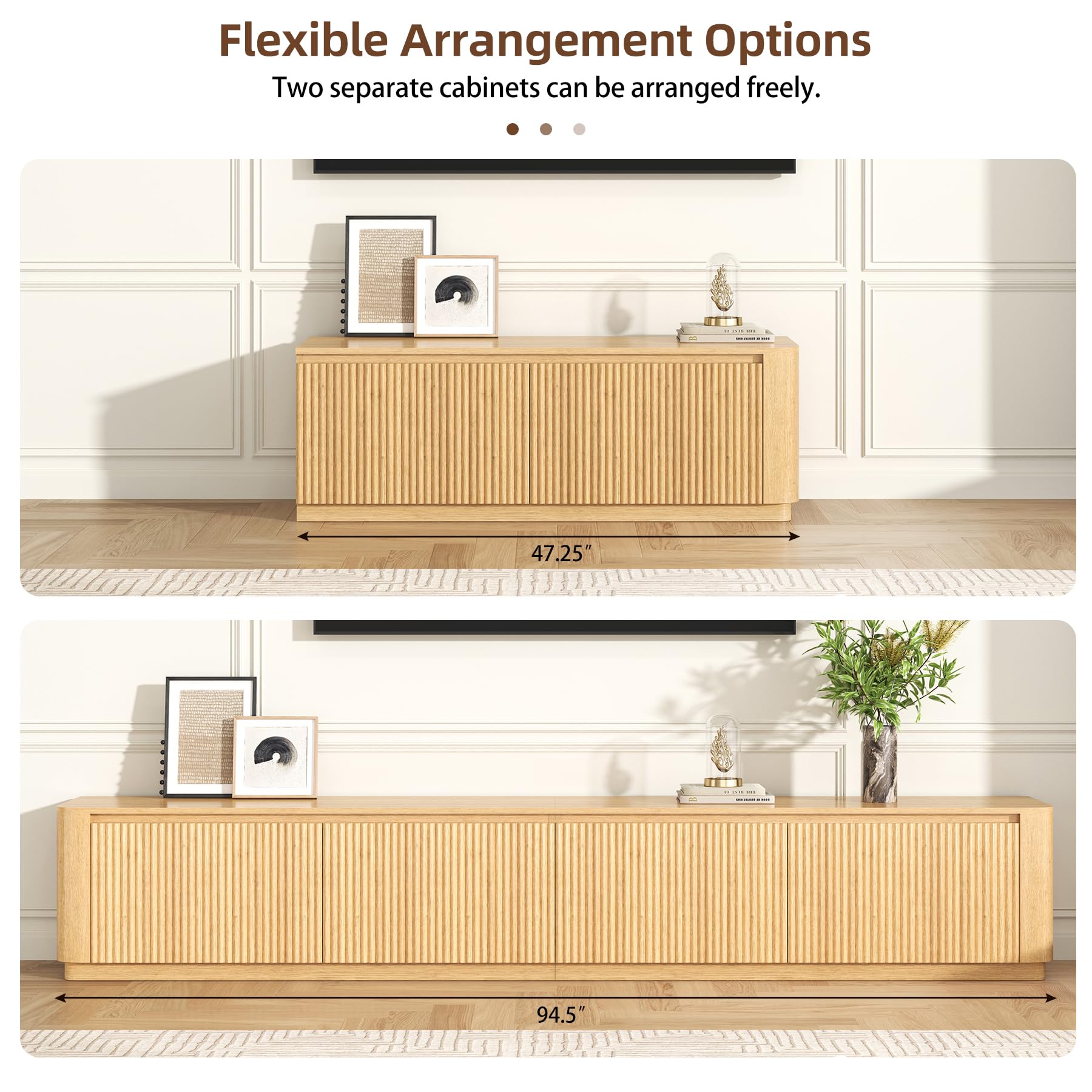 Modular TV Stand with Hidden Storage Cabinet