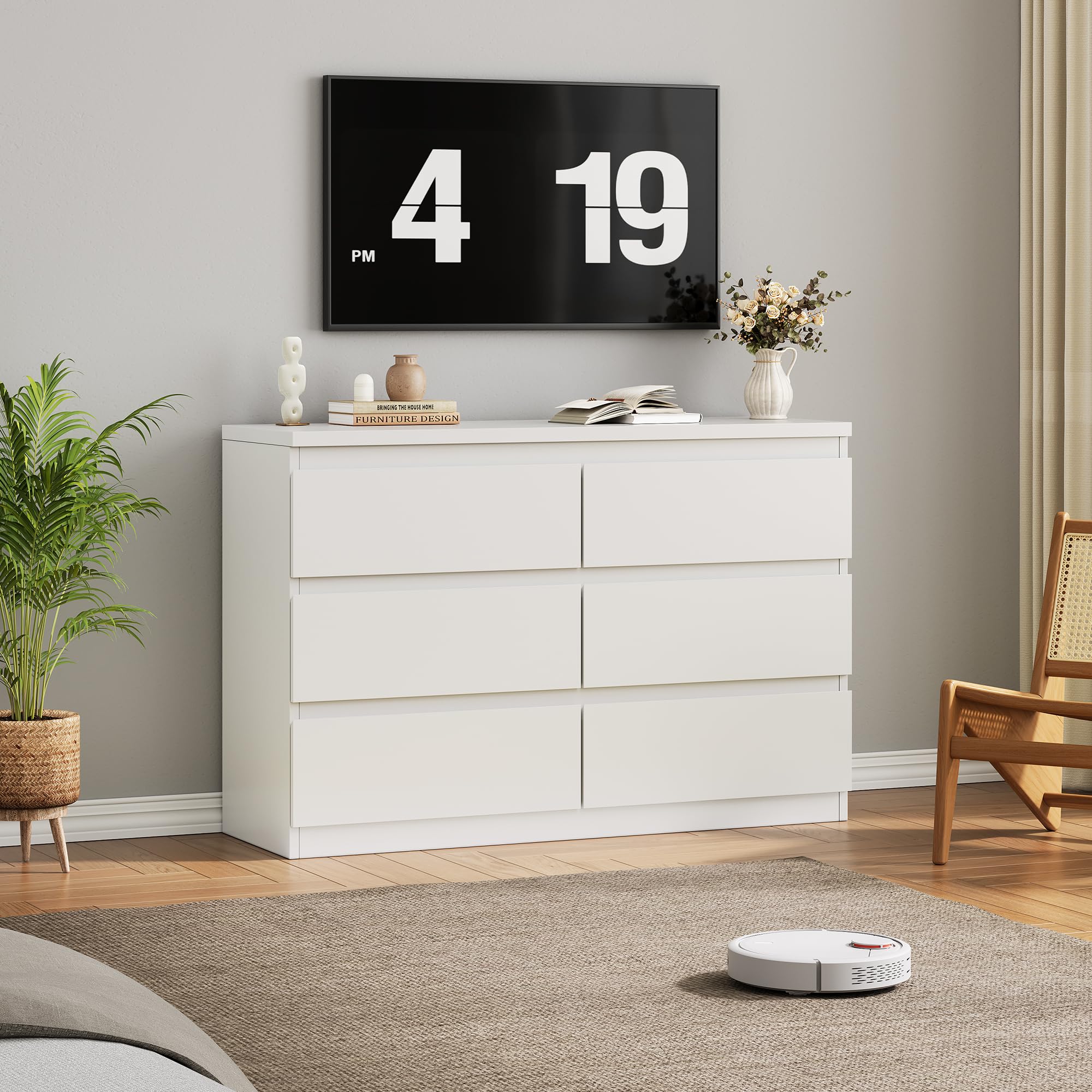 6-Drawer Wood Dresser with Deep Storage