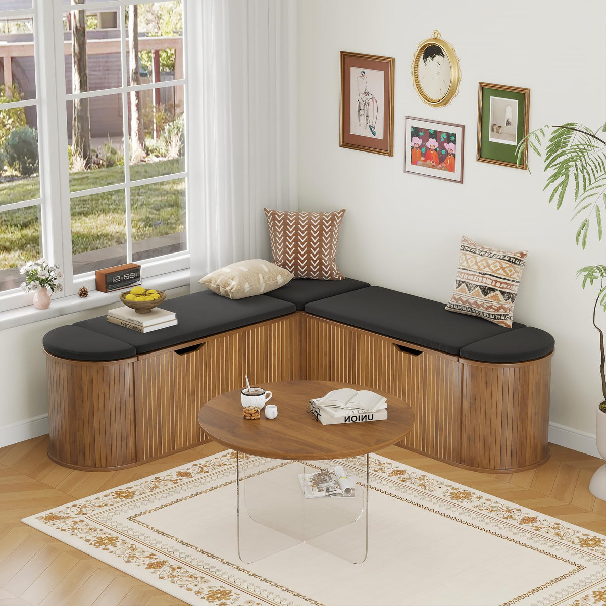 Cushioned Corner Storage Bench