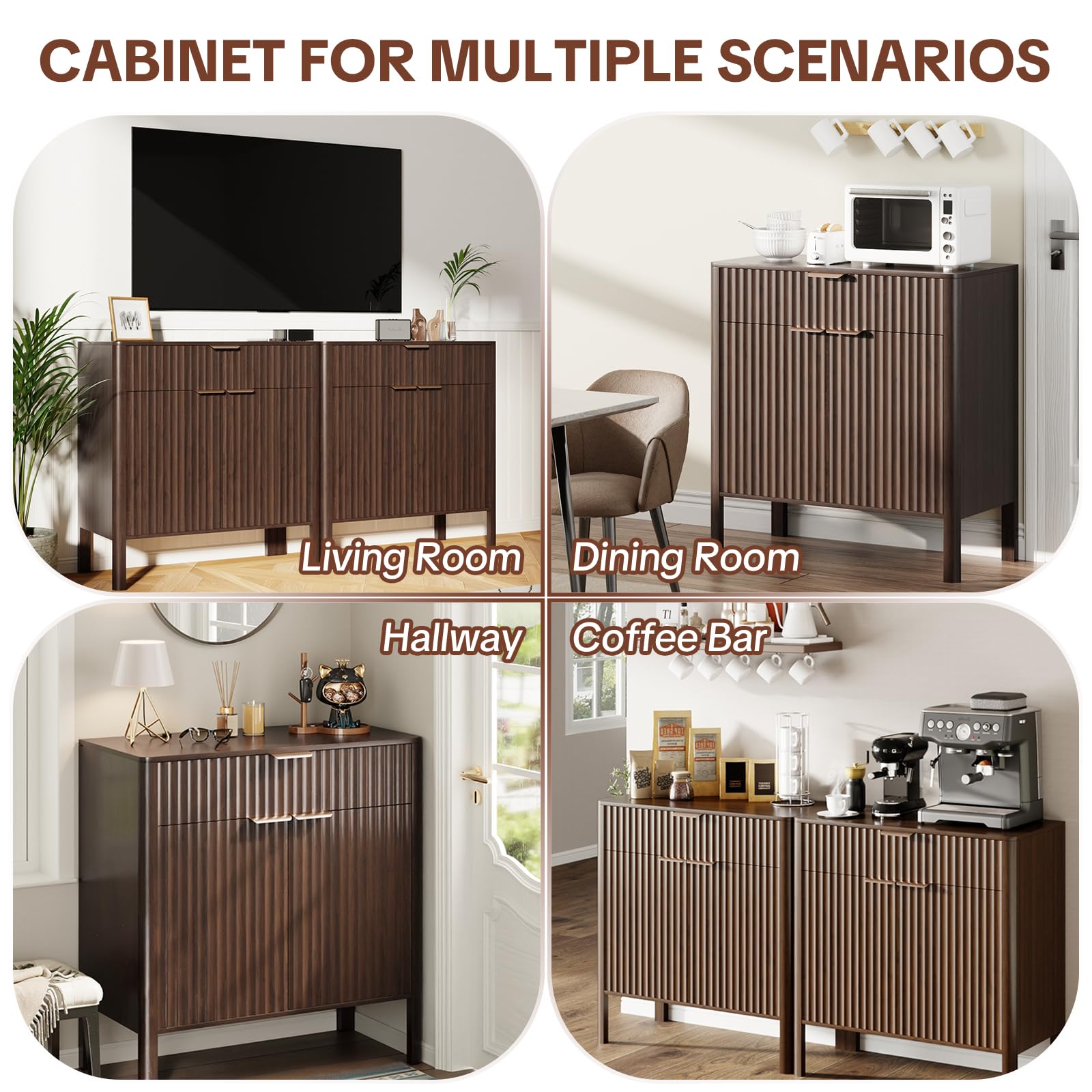 Fluted Buffet Cabinet with Storage