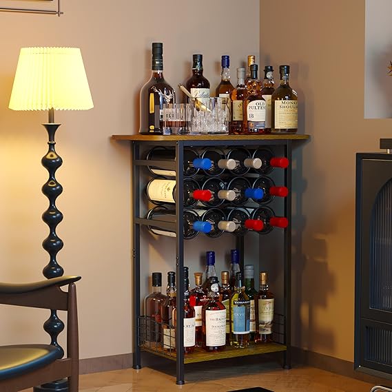 3-Tier Wine Rack Floor Cabinet