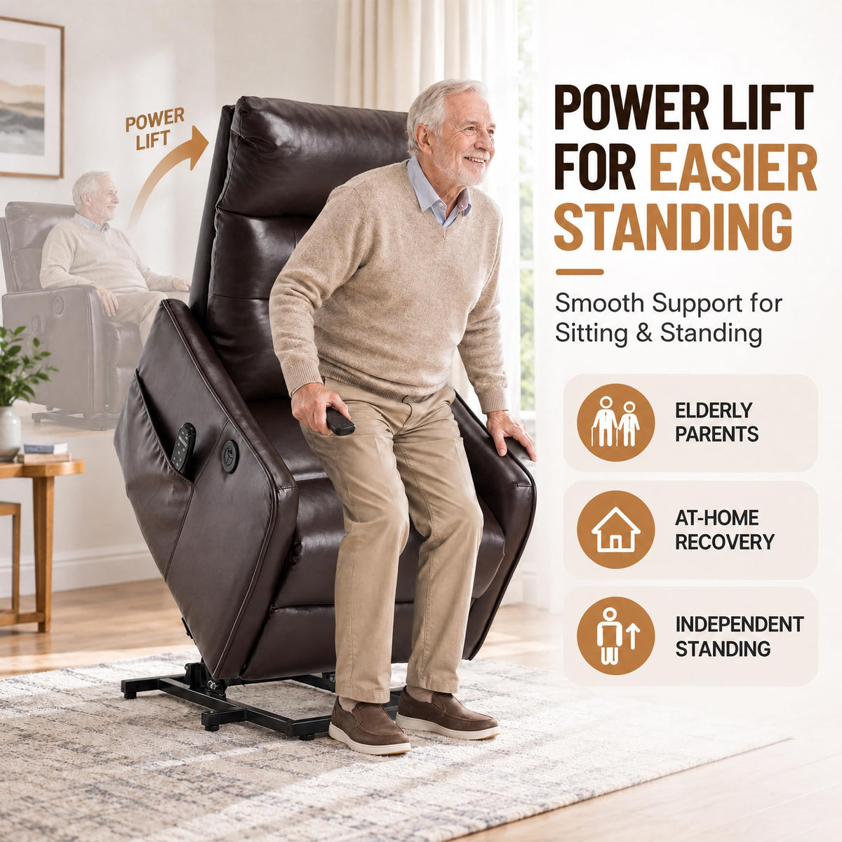 Aeluvia Petite Power Lift Recliner Chair for Seniors and Small Spaces