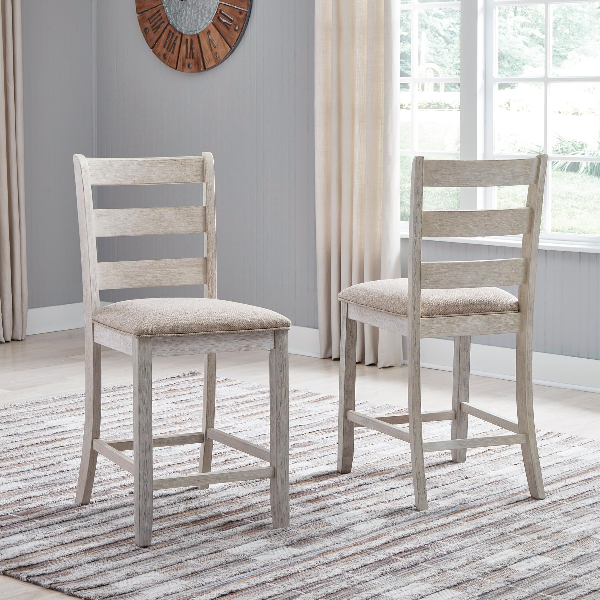 Farmhouse Ladder-Back Counter-Height Bar Stools, Set of 2