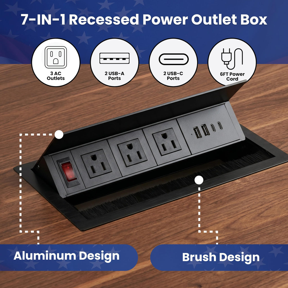 Walnut Conference Table with Power Management