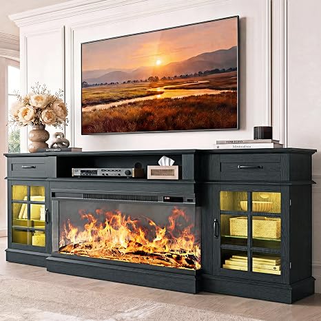 80" TV Stand with 36" Electric Fireplace