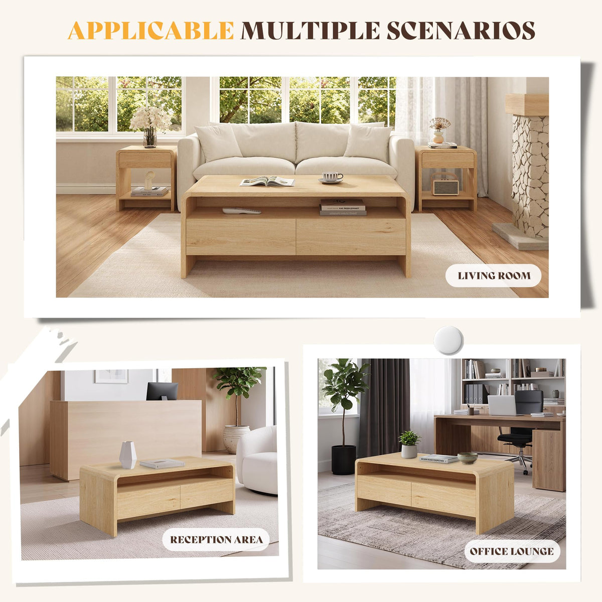 3-Piece Coffee Table Set with Drawers
