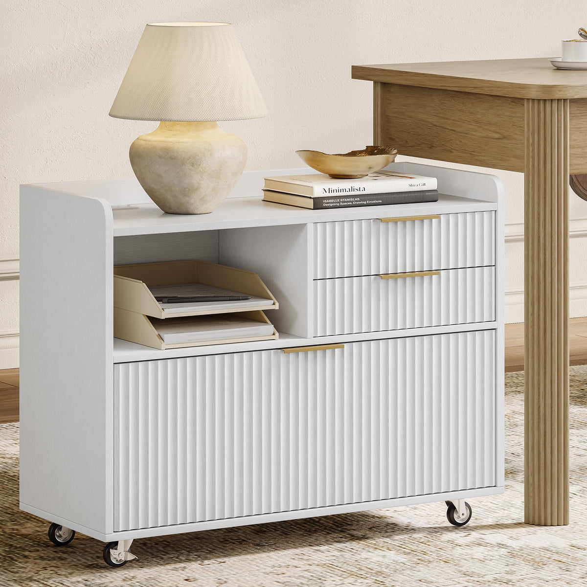 3-Drawer File Cabinet with Charging Station