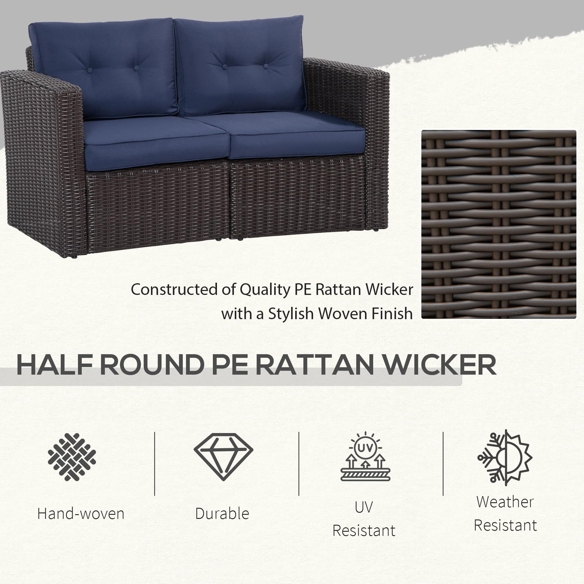 2-Piece Patio Wicker Corner Sofa Set