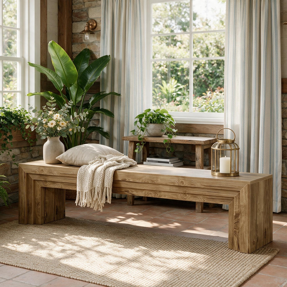 Tribesigns 71" Extra Long Dining Bench, Farmhouse Engineered Wood Bench