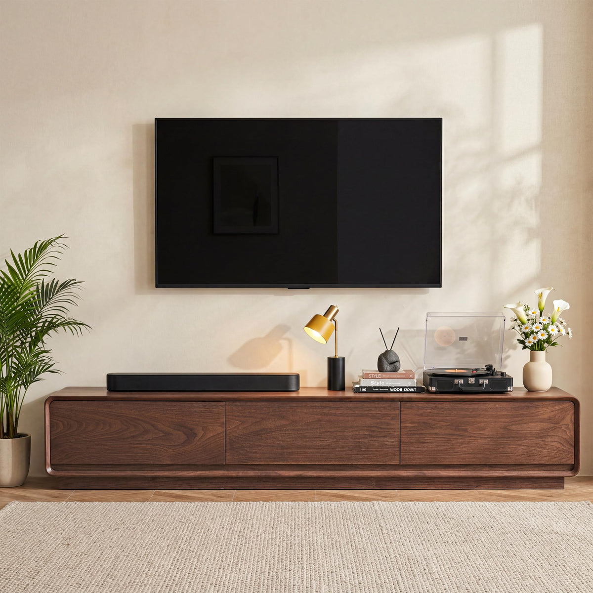 YLLGLTH Mid Century Modern TV Stand for TVs up to 85 Inch Solid Wood TV Media Console with 3 Drawers Storage Entertainment Center for Living Room, 78.74" W Walnut, Fully Assembled