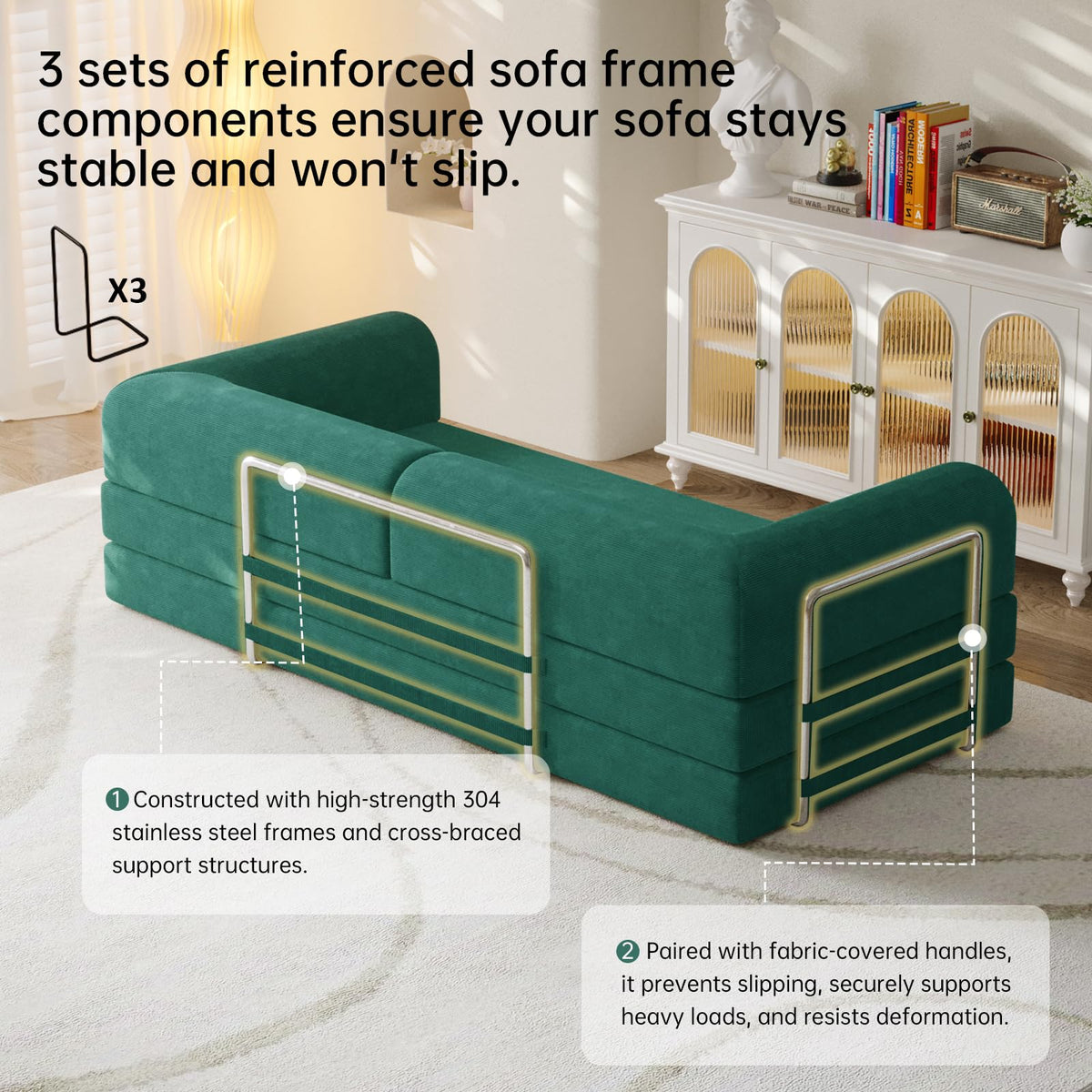 Corduroy Modular Sleeper Sofa