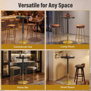 Modern Round Marble Bar Table, 22" Black Marble Top Pub Table with Gold Metal Base, Tall Bistro Table for Home Bar, Kitchen, Dining, Small Spaces, 41'' Bar Height
