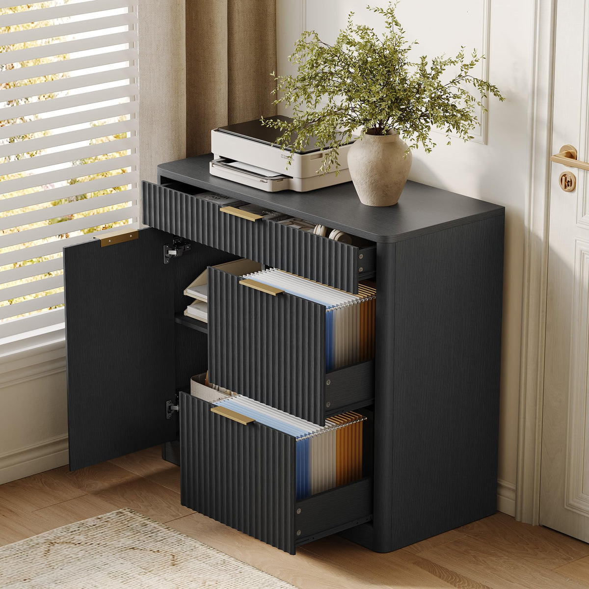 3-Drawer Filing Cabinet with Power Outlets