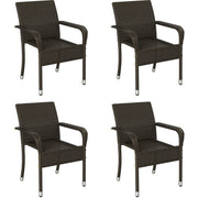 Yaheetech Set of 4 Stackable Outdoor Rattan Dining Chairs, All-Weather Armchair w/Armrests, Steel Frame for Garden, Patio, Deck, Yard, Poolside, Brown
