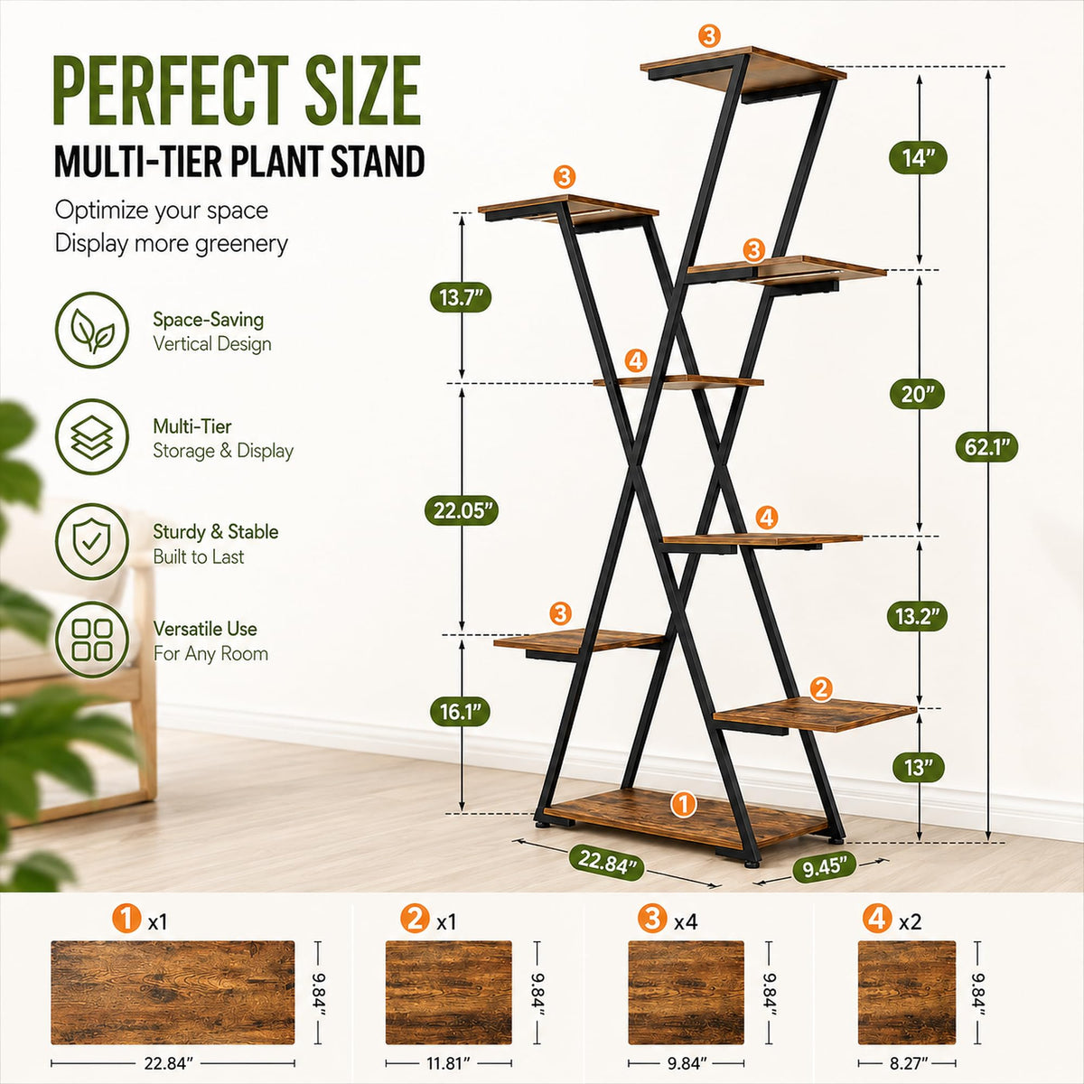 8-Tier Plant Stand with Grow Lights