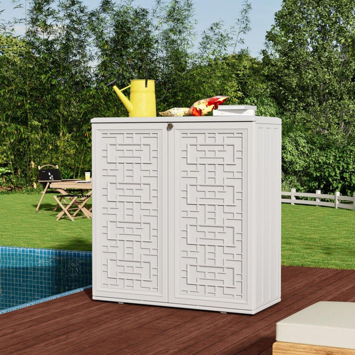 White Outdoor Storage Cabinet