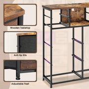 Romorgniz Dresser for Bedroom with 10 Drawers Featuring LED Light and Power Outlet, Fabric Dressers & Chest of Drawers with Open Shelves for Hallway, Living Room, Steel Frame,Wood Top, Rustic Brown