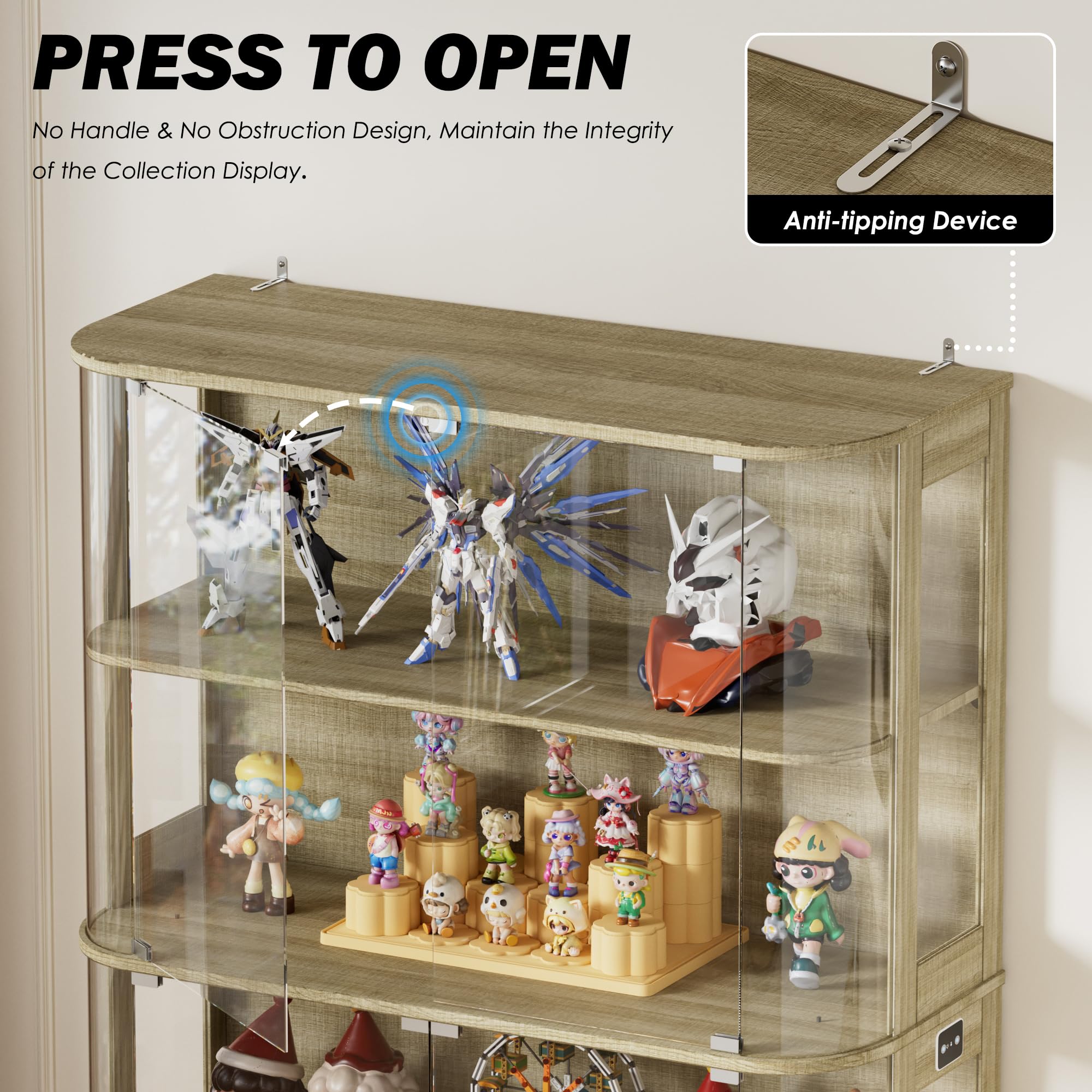 Large Glass Display Cabinet with LED Lights