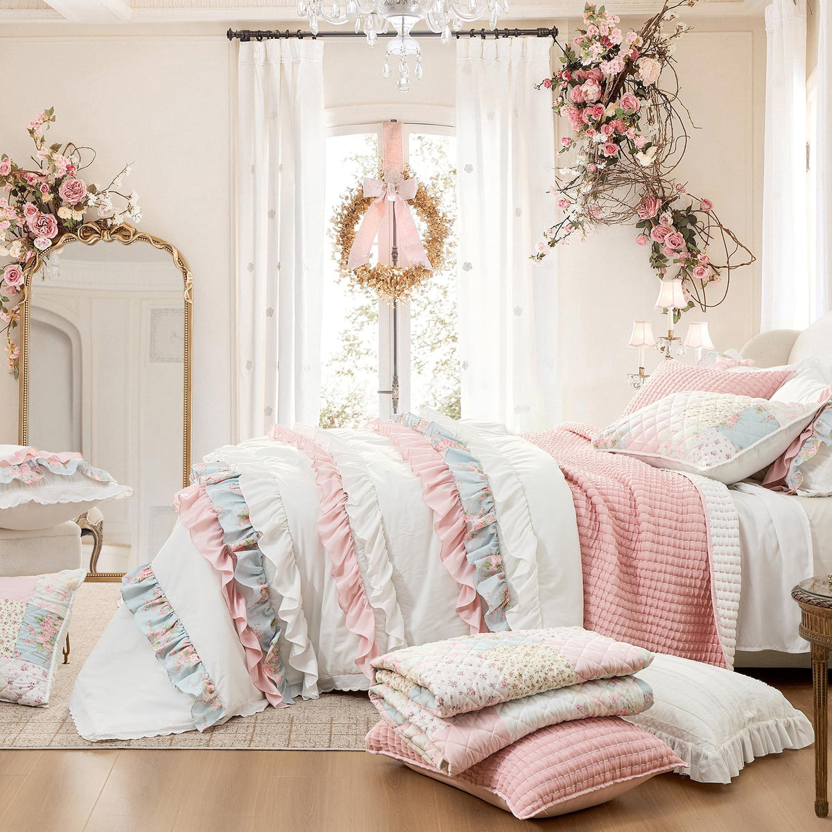 Queen Cotton Ruffle Comforter Set