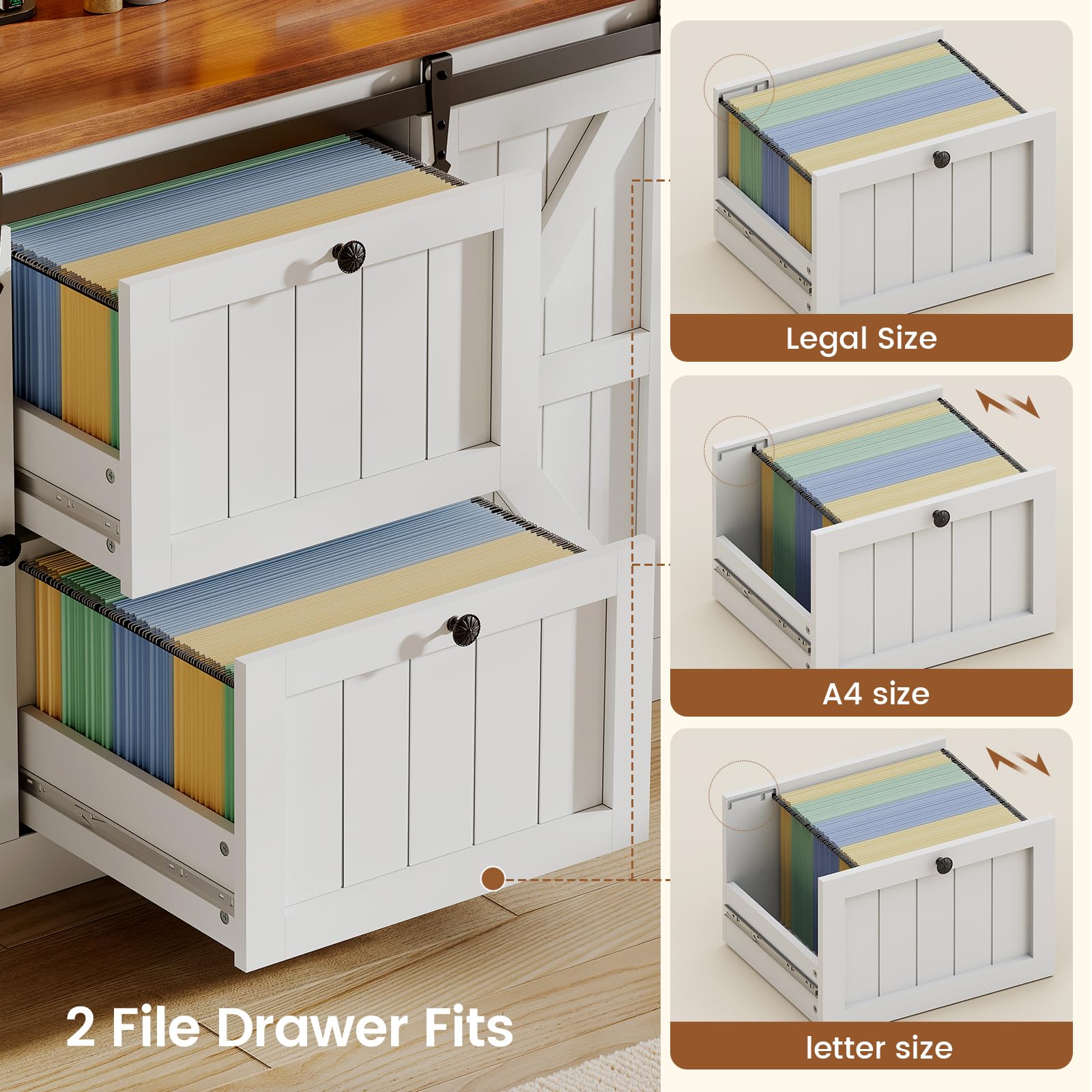 2-Drawer File Cabinet with Power Strip & LED Lights