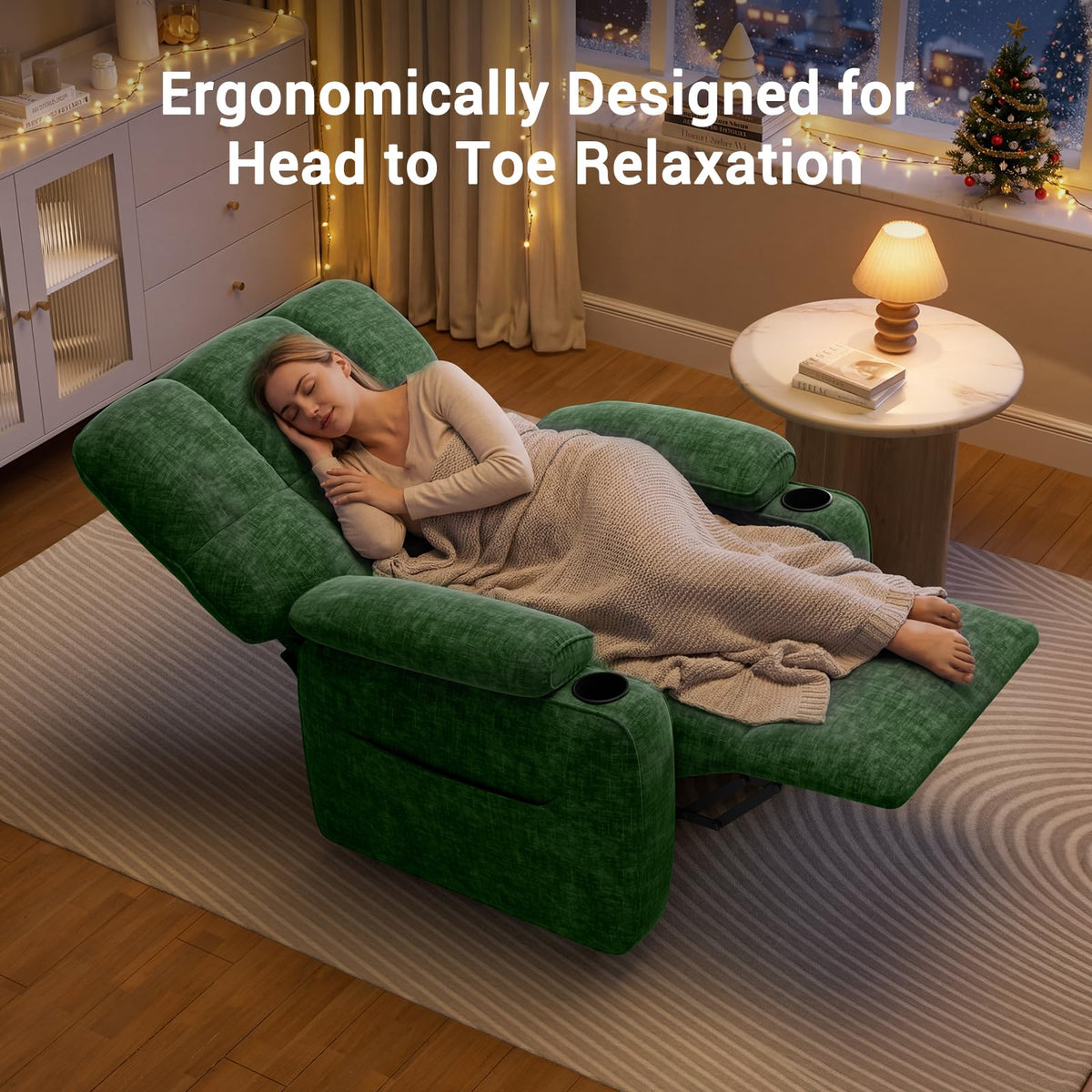 Green Chenille Power Recliner