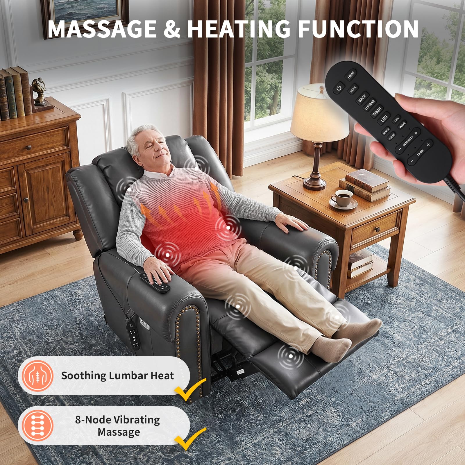 Power Lift Recliner Chair with Heat & Massage