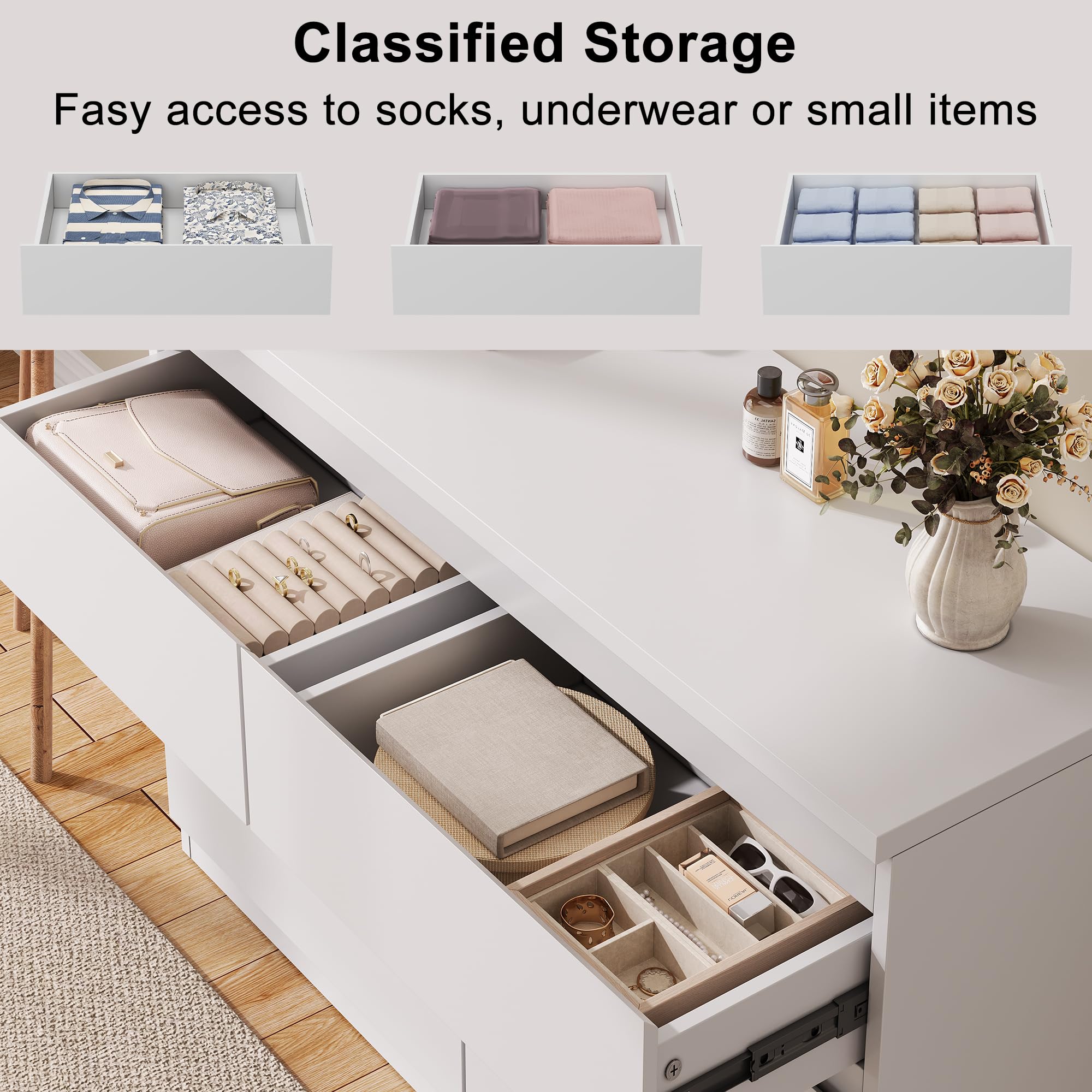 6-Drawer Wood Dresser with Deep Storage