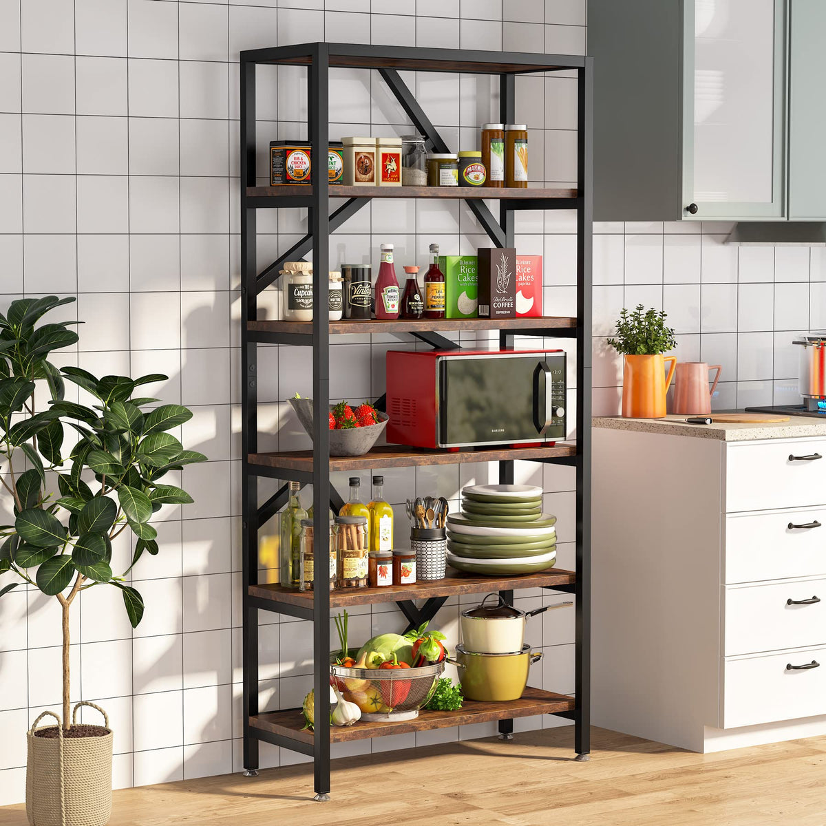 Industrial 6-Tier Bookshelf