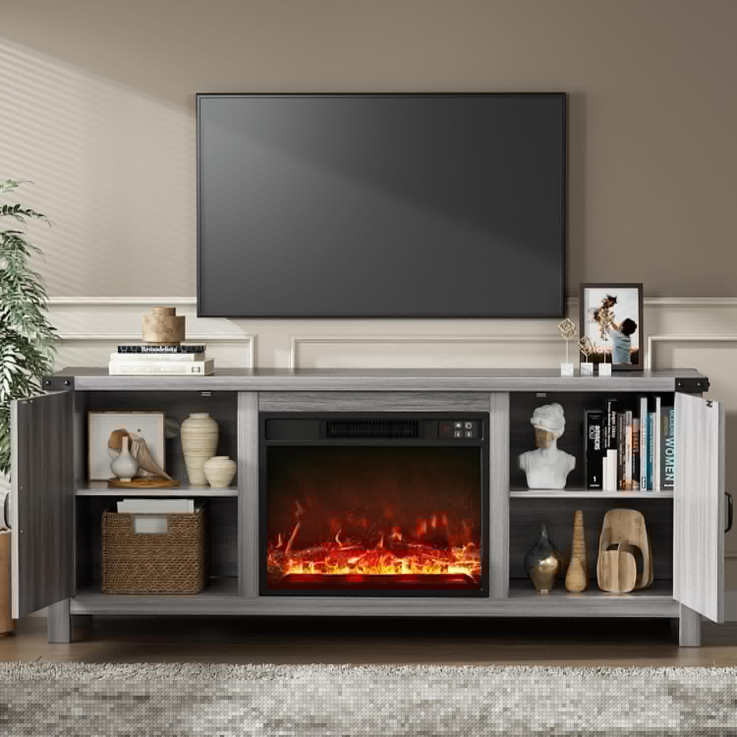 Ultra-Thin Wall-Mounted Electric Fireplace Insert