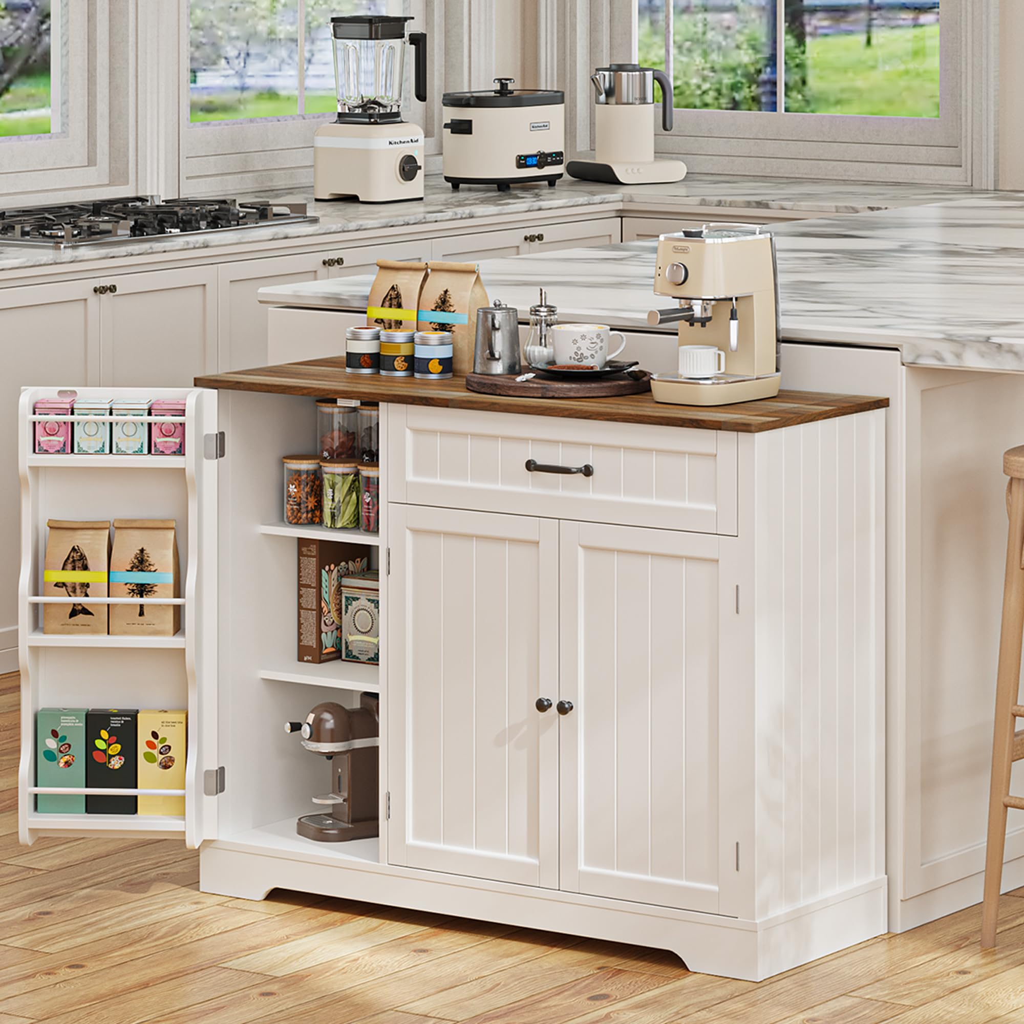 Kitchen Coffee Bar Cabinet with Storage