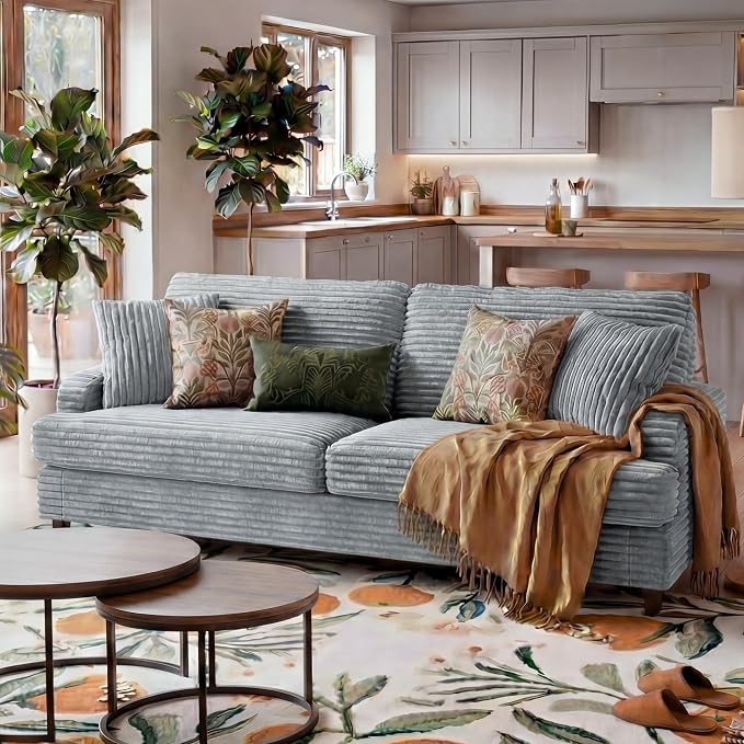 Corduroy Three-Seater Sofa