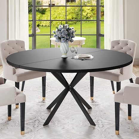 47" Round Dining Table with Metal Legs