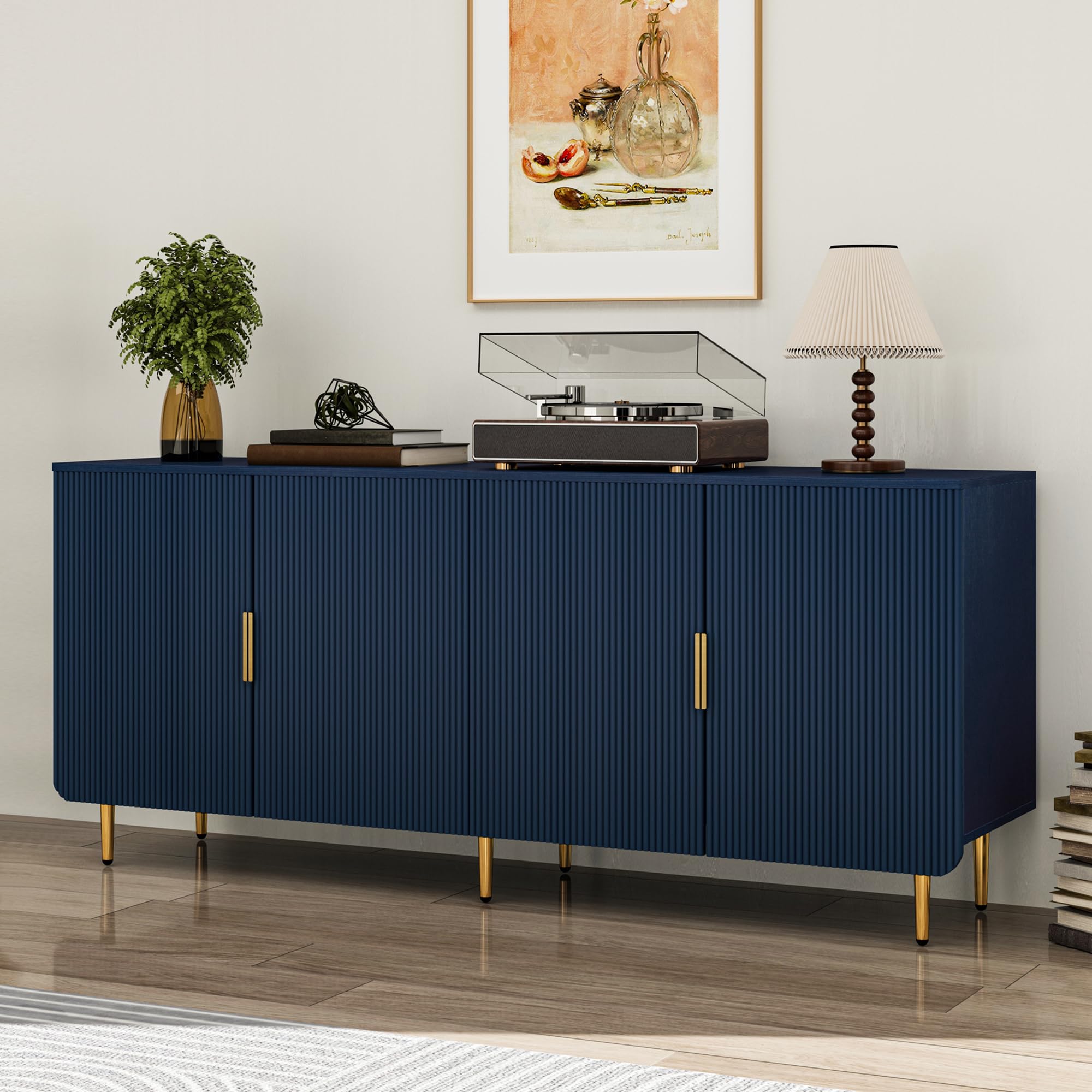 65" Fluted Sideboard Buffet Cabinet with Storage