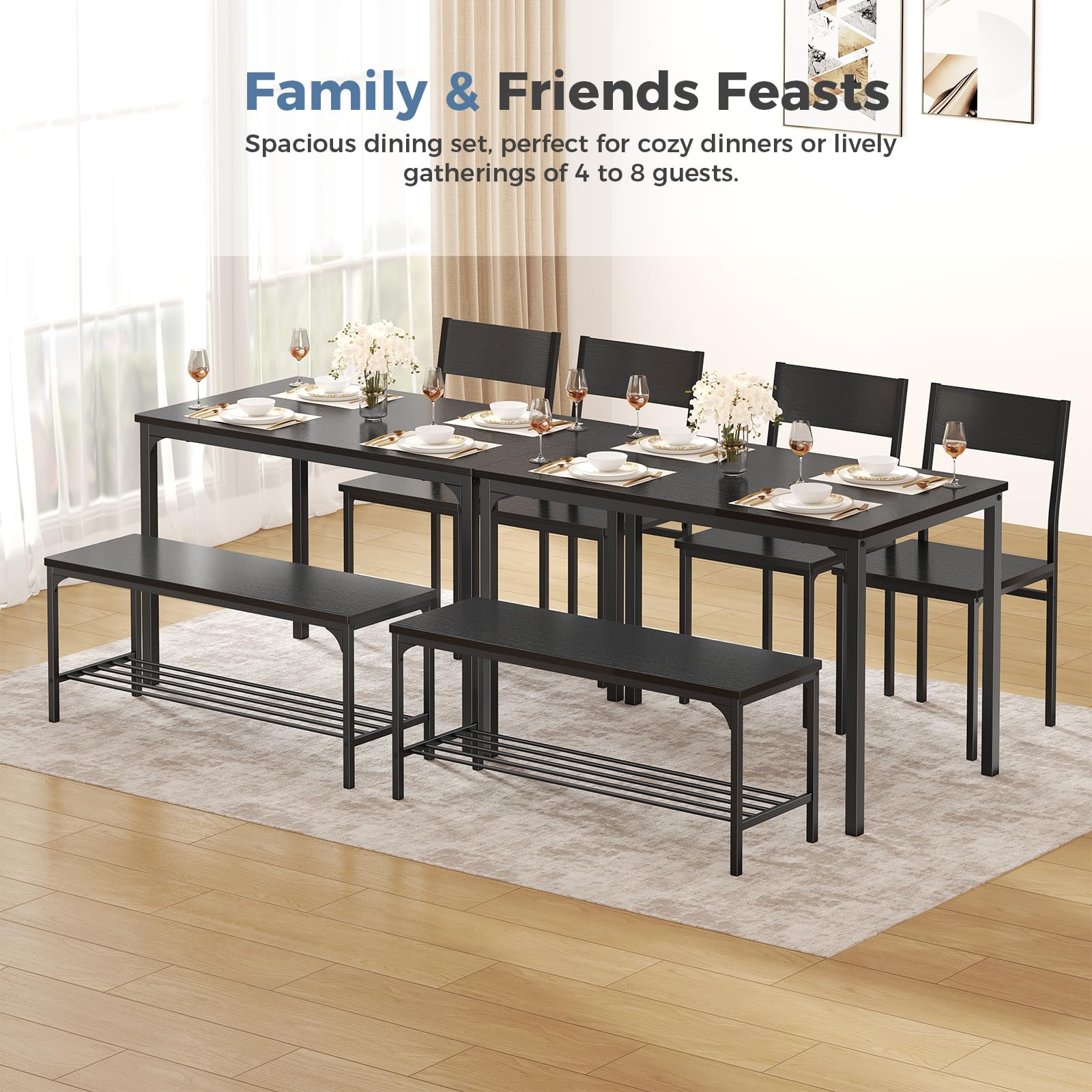 Dining Table Set with Bench – 3 or 4 Piece